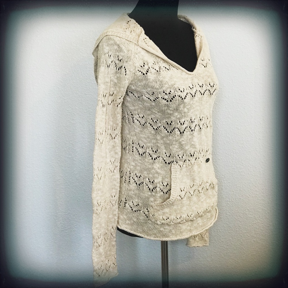 Roxy Tan Hooded Sweater Front Pocket EUC